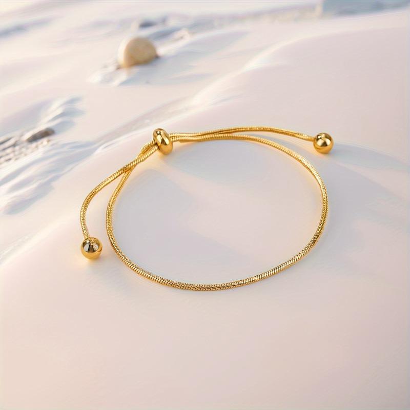 Fashion Minimalist Adjustable Gold Silver Bracelet for Women, Perfect for Vacation, Beach Party, Titanium Steel Jewelry Gift