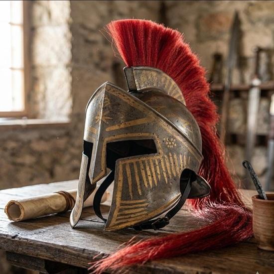 Spartan Helmet Handmade Steel Armor Ancient Greek Warrior Cosplay LARP Wearable Display Helmet