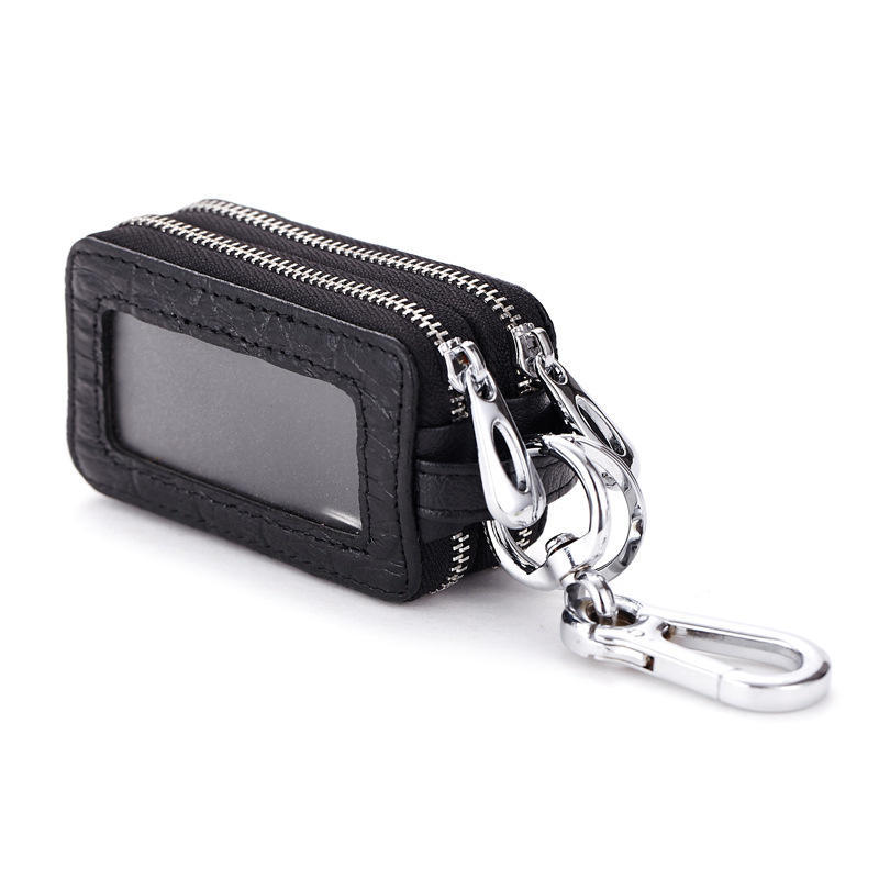 

Crocodile pattern key bag men s, car key bag factory wholesale double zipper key bag tide чёрный