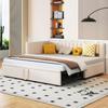 Sofa Bed Extendable 90x200 Cm, L-Shape Folding Sofa, Couch Bed 2 Seater, Sleep Function, Velvet Fabric, Beige (Without Mattress)