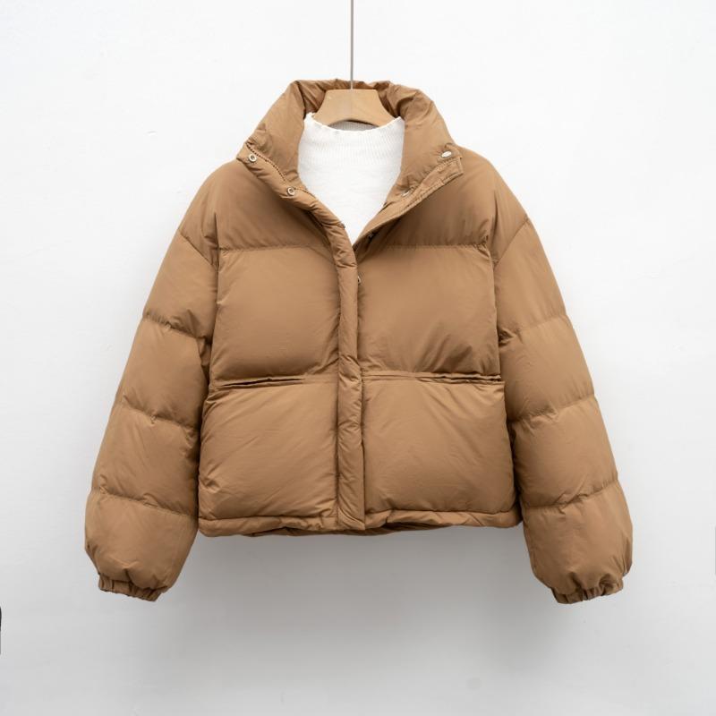 Solid color simple loose stand-up collar dopamine down jacket women's winter warm bread jacket