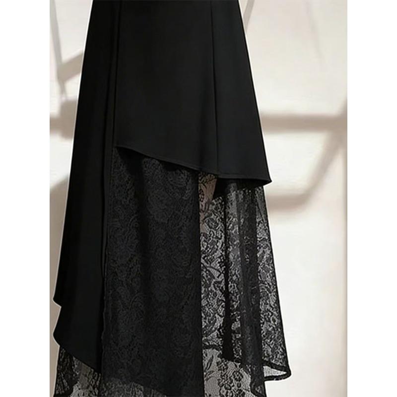 Irregular Patchwork Lace Midi Skirt Summer Fashion Women Skirts