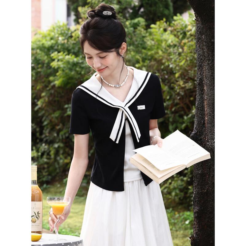 Women s Faux Two-Piece Short Sleeve T-Shirt S