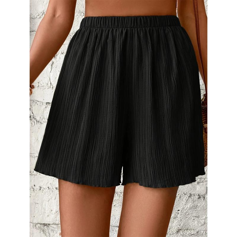 Damen Hohe Taille Einfarbige Shorts Frühling Sommer Mode Hose Dame Lässiges Outfit Kurze Hosen Strand Einfache Kleidung