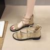 Sandals women's summer new flat flat heel versatile student cross strap beach fairy shoes tide