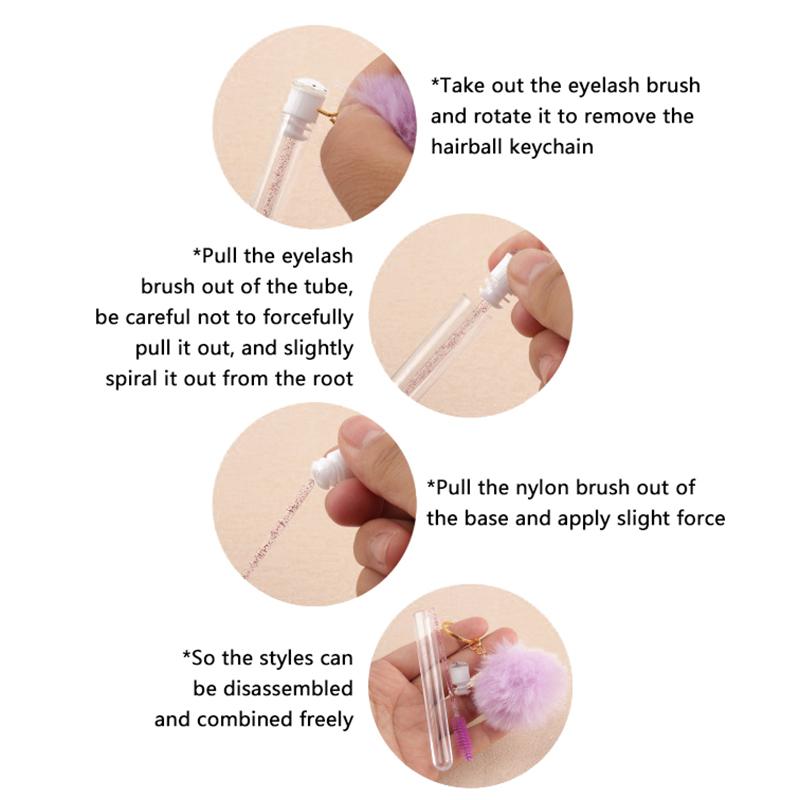 Eyelash Brush Tube With Pompom Lash Extension Makeup Brush Dustproof Eyebrow Comb Beauty Tools