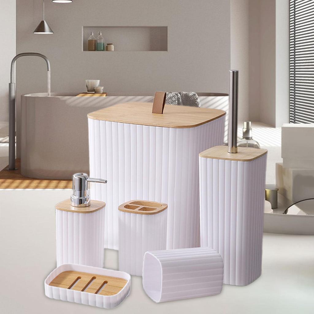 6 Pieces Bathroom Accessory Set Toilet Brush Decorative Sturdy Modern Toothbrush Holder Lotion
