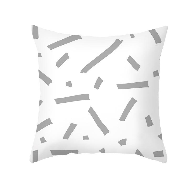 Nordic Simple Peach Leather Velvet Pillowcase Yellow and Gray Geometric Pattern Office Sofa Pillowcase