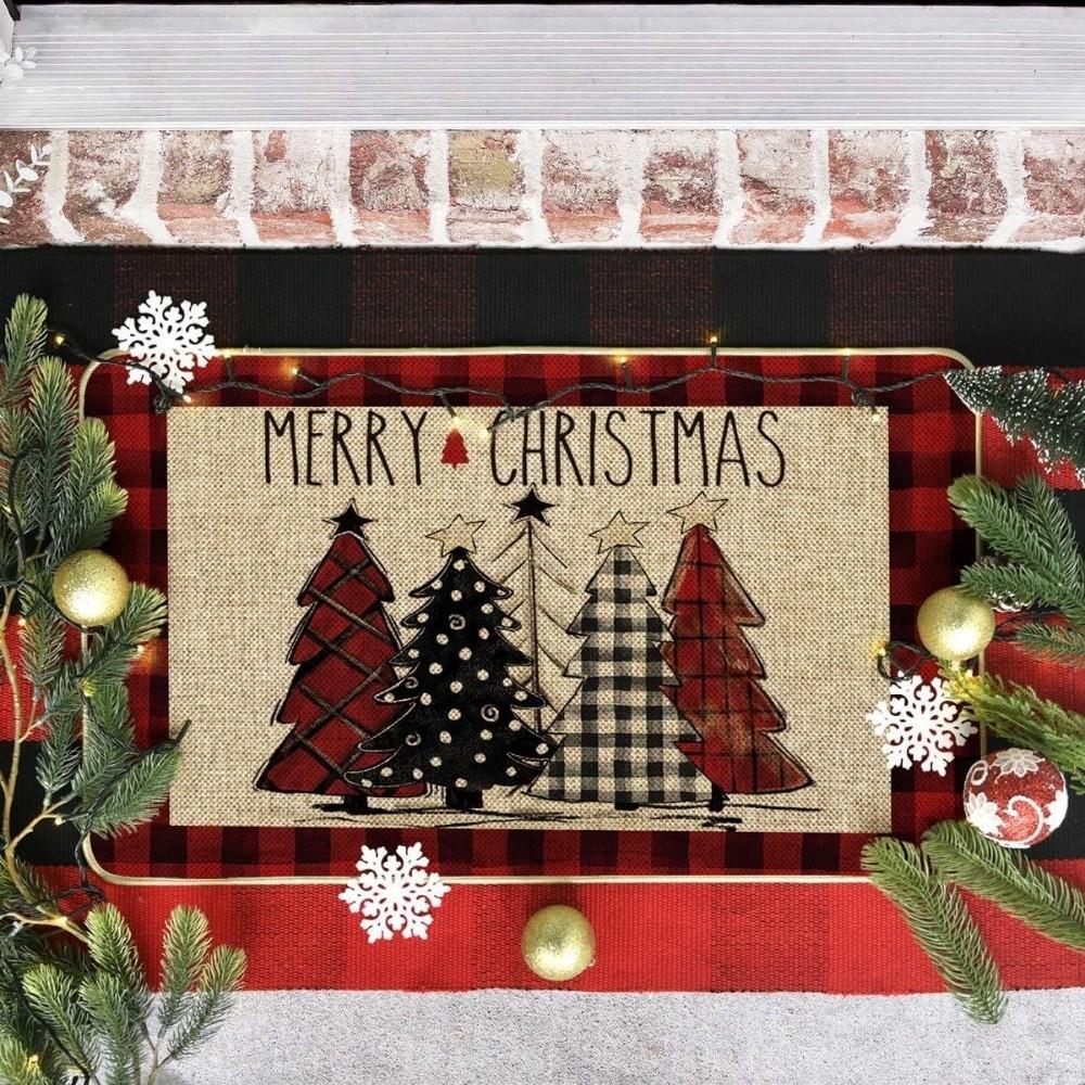 2D Flat Printed Christmas Floor Mat Non-Slip 3D Illusion Rug Round Vortex Carpet Outdoor