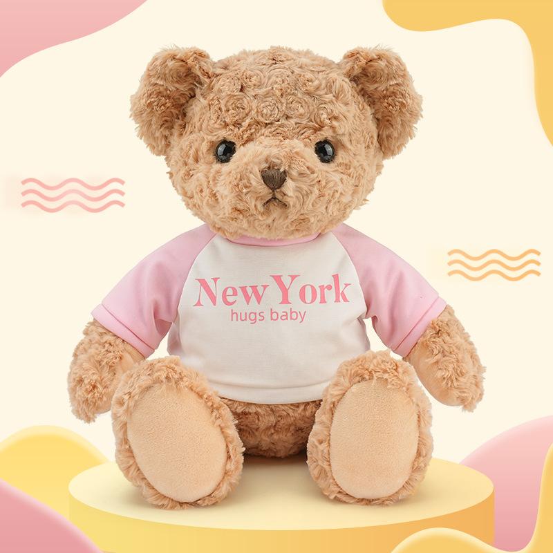 Fashionable Letter Sweatshirt Teddy Bear Cute Plush Toy Doll Gift For Children