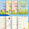 Reusable Handwriting Practice Book Copybook for Kids Reusable Writing Practice Notebook with Fading Ink Pen Grip Helper Spiral Binding for 3-8 Years O
