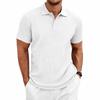 Men's Textured Vertical Stripe Polo Shirt - Summer Short Sleeve Lapel Tee, Breathable & Casual