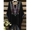 Camisetas Oversize Estilo Bohemio Chic Estampado Étnico Vintage Sencillo Dobladillo Irregular Cuello Redondo Top para Mujer Moda Versátil Ropa de Mujer