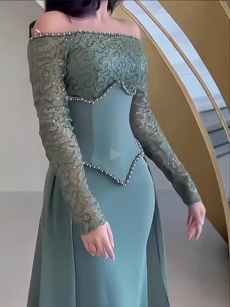 Autumn 2025 European & American Style Elegant Waist-Hugging Evening Dress