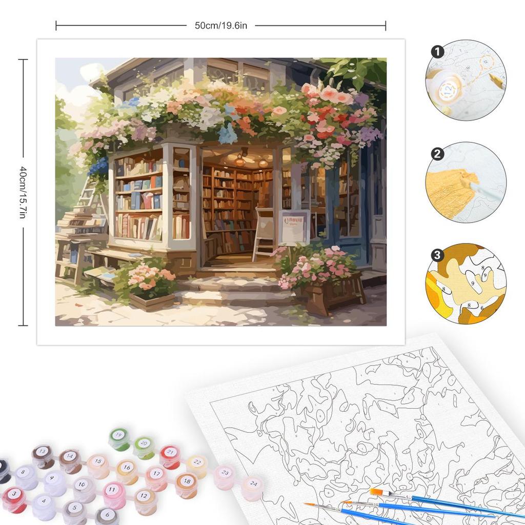 RUOPOTY DIY Malen nach Zahlen für Erwachsene, Rahmen, Blumen-Cottage-Bild, handgemalt auf Leinwand, Acrylfarbe zum Zeitvertreib