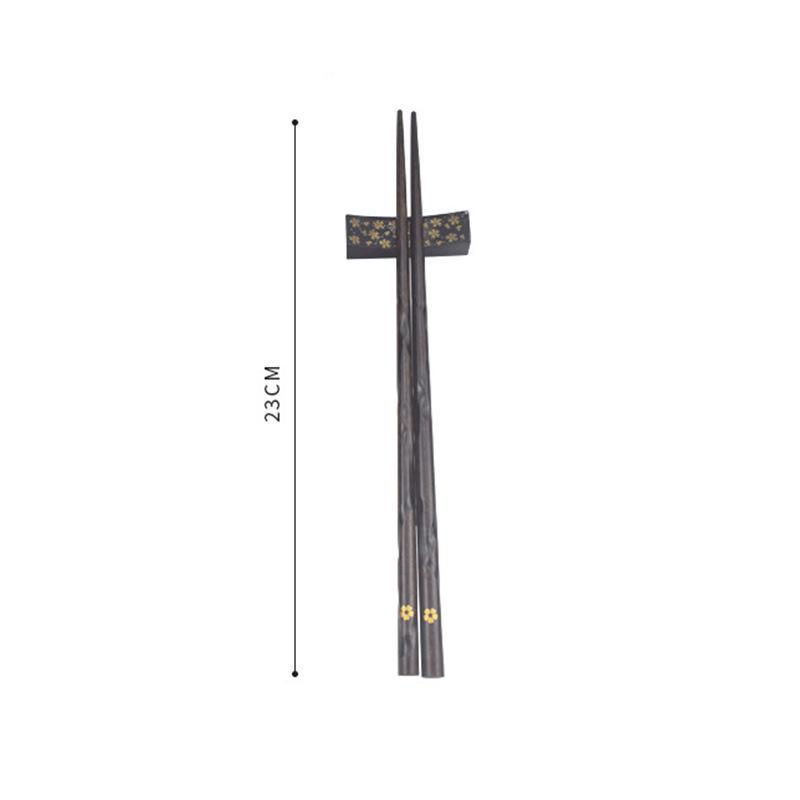 5 Pairs Japanese Style Wooden Chopsticks Reusable Eco-Friendly for Chinese Korean Food Family Gathering Dinner
