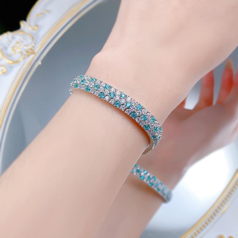 Zhuozhifan S925 Sterling Silver Bracelet with Para Diamond, Fashionable Mingyuan Style.