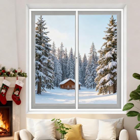 Fensterisolier-Set mit Reißverschluss Winter Thermoisolierte Fensterabdeckung mit Klebeband Wiederverwendbare Dicke Transparente Kunststofffolie zum Winterfestmachen