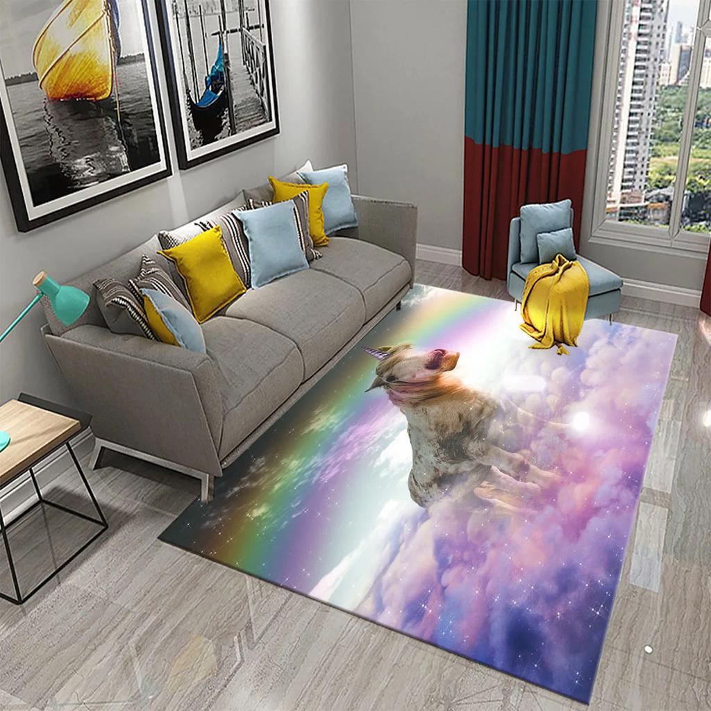 Cartoon Rainbow Cute Unicorn Area Rug Carpet Rug Living Room Children's Room Decor Kids Play Crawl Soft Non-slip Floor Mat Gift