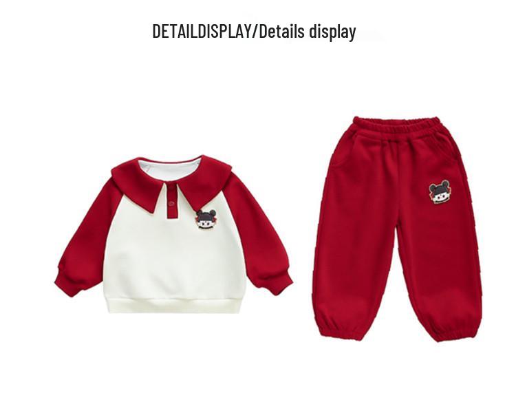 Meng Tang Tang Spring Collection: Korean Style Nezha Hoodie & Cartoon Jacket Set for Baby Girls