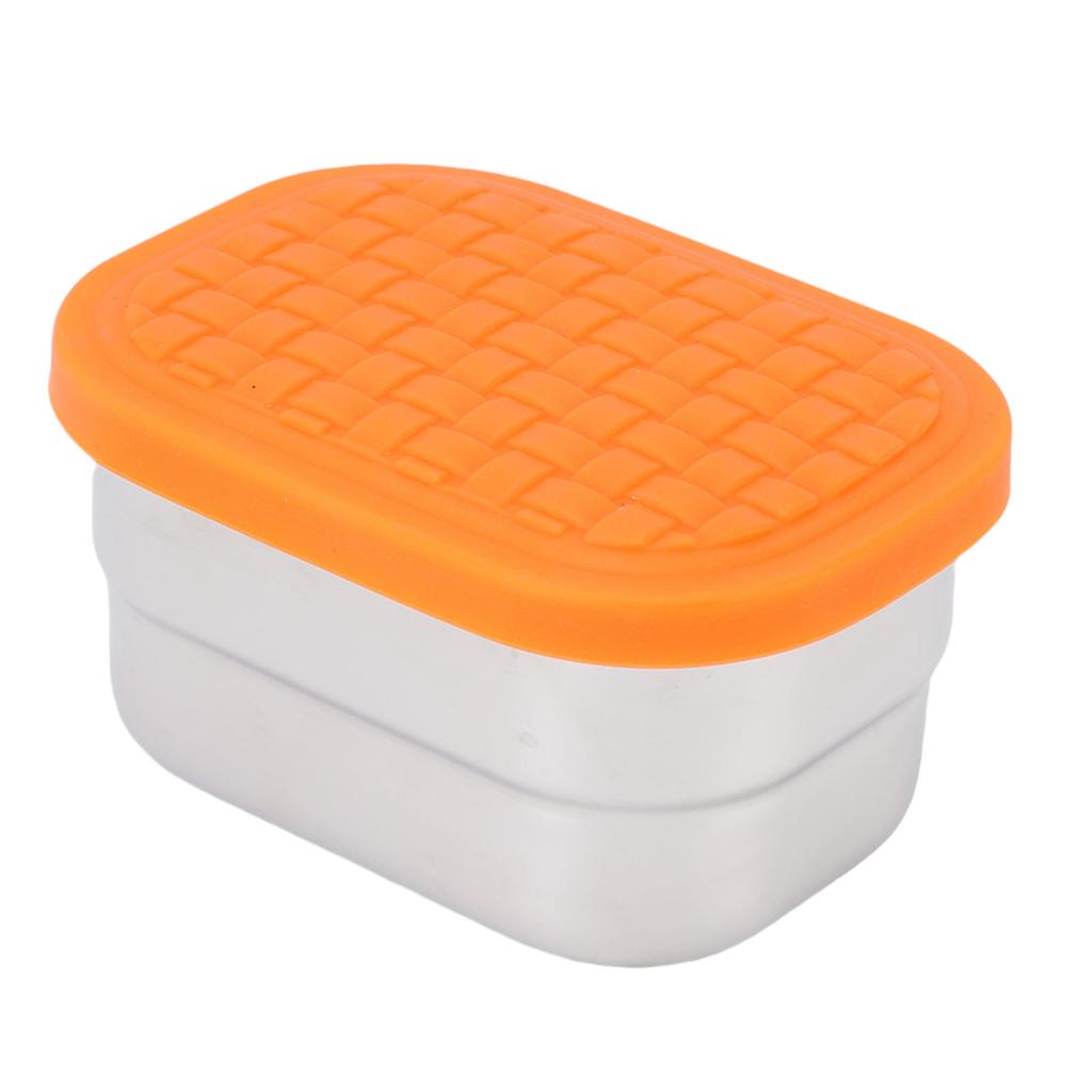 Edelstahl Lunch Snack Behälter Set 230ml 720ml Auslaufsicher 304 Edelstahl Lebensmittelbehälter mit orangen Silikondeckeln Lunchbox