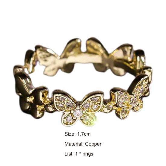 Bague de fiançailles ajustable style coréen avec papillons