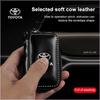 Car Key Bag Zipper Case Anti-Theft Key Fob Pouch Leather Emblem Keychain Zipper for Toyota GR GTR GAZOO Racing Logo Auris Pruis RAV4 CHR Corolla CAMRY
