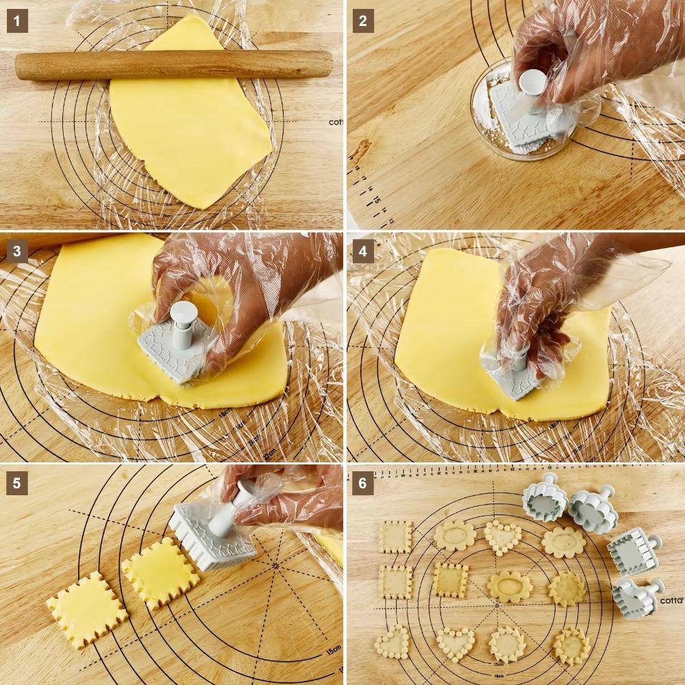 4 Piece Hand Press Jam Sandwich Flowers Cookie Cutter Three-dimensional Fondant Stamp Kids