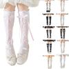 Children's Middle Calf Socks Adorable Lace Trim and Bowknot Under Knee Socks for Parties and Everyday Wear