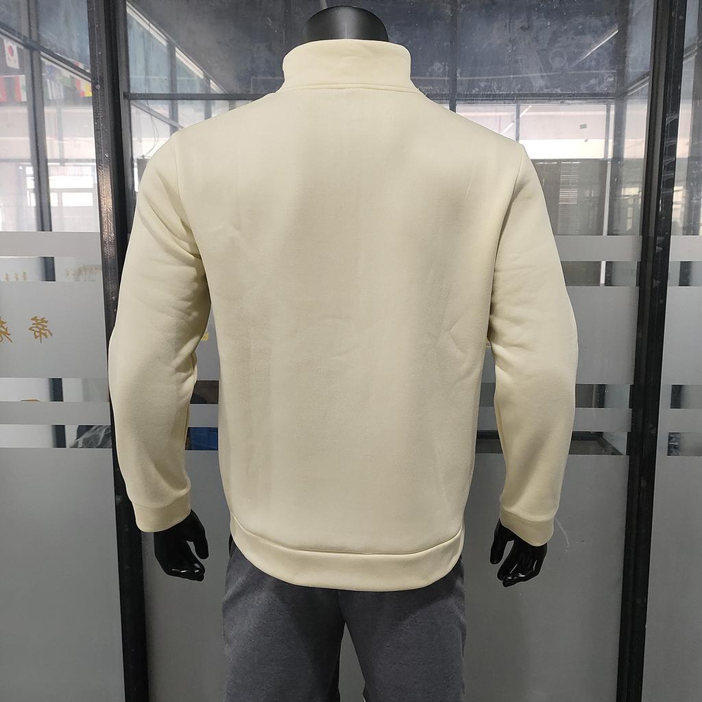 Cross-border Winter Fleece Heavyweight Loose Outdoor Men's Thermal Half-Zip Stand-Up Collar Pullover Sports Hoodie for Men