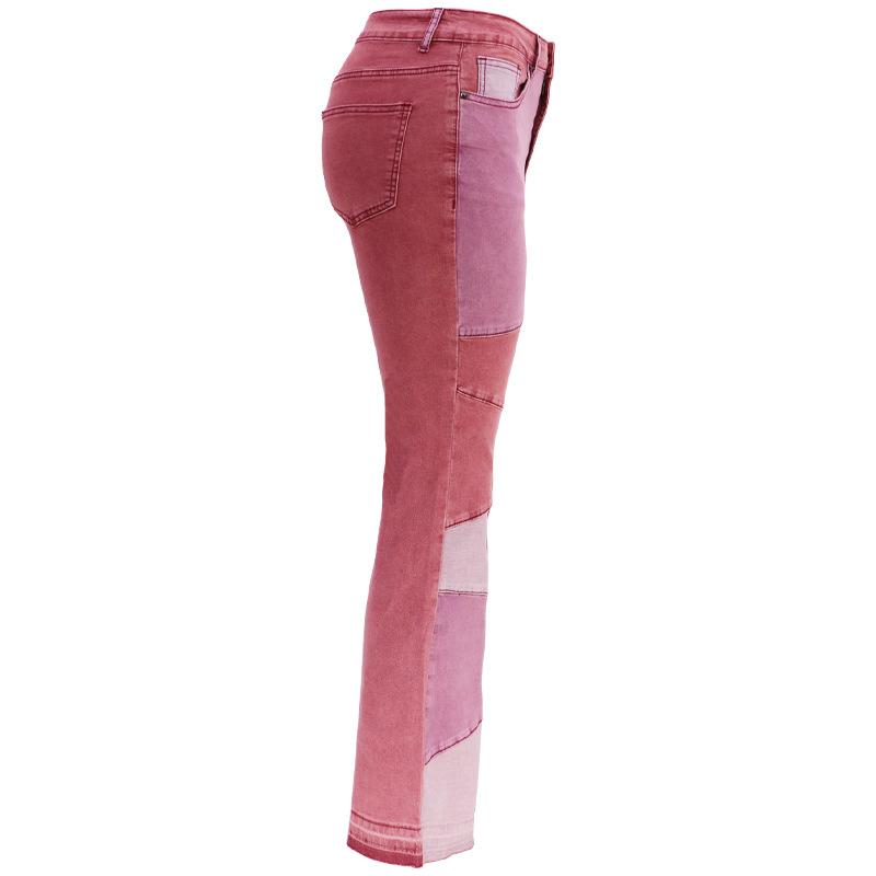 Spring and Autumn Women's Plus Size Jeans Wide Leg Jeans Fashion Splicing Pant