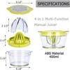 4-in-1 Citrus Lemon Orange Juicer Manual Hand Squeezer with Built-in Measuring Cup and Grater