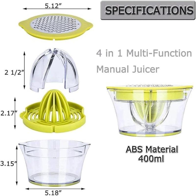 4-in-1 Citrus Lemon Orange Juicer Manual Hand Squeezer with Built-in Measuring Cup and Grater