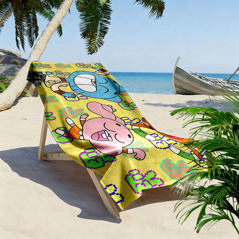 The Amazing World of Gumball Cartoon Art Print Beach Towel, Large Soft Quick Dry Towel for Beach Camping Swimming
