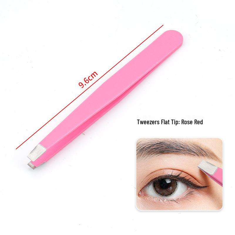 Stainless Steel Slanted Flat Head Eyebrow Tweezers for Multi-functional Hair Removal
