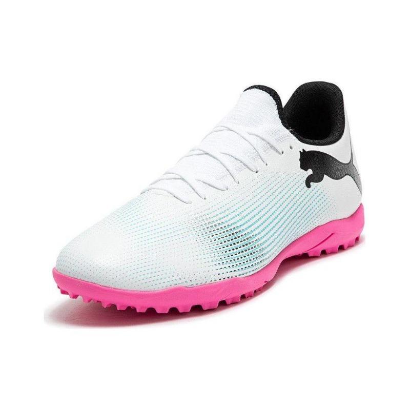 Puma FUTURE 7 PLAY Round Toe Lace-up TF Turf Stud Mesh Football Boots Men White Blue 107726-01