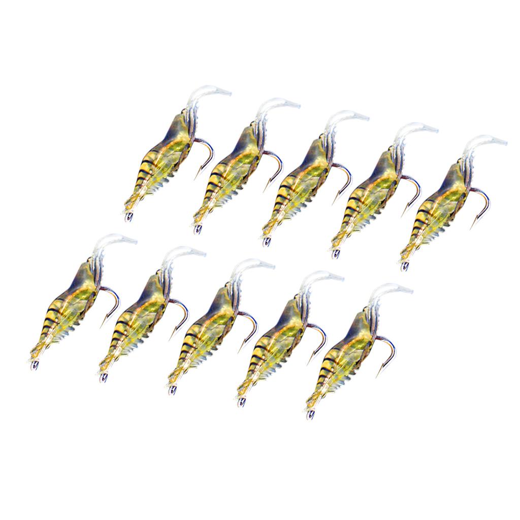 10pcs Shrimp Simulation Soft Prawn Lure Bait Hook Tackle Bass Fishing Lures