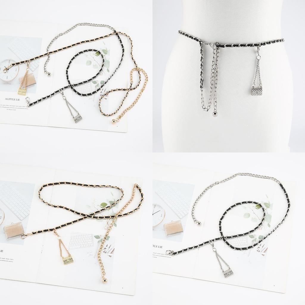 Gold And Silver Metal Waist Chain Women Small Bag Pendant Body Chain Trendy Fashion Gift