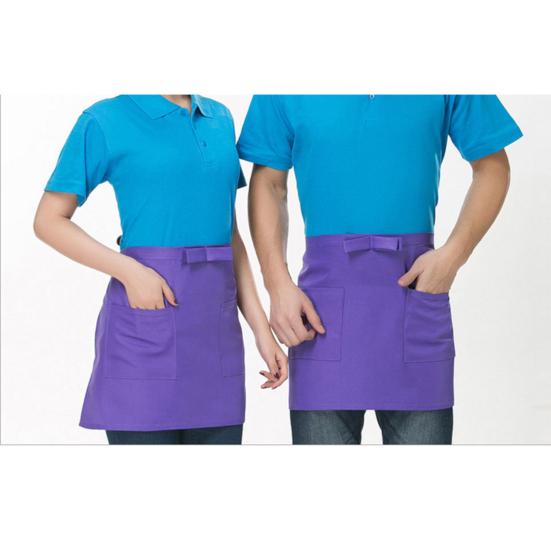 Half-length Short Waist Apron with Pockets Catering Chefs Bar Waiters Uniform