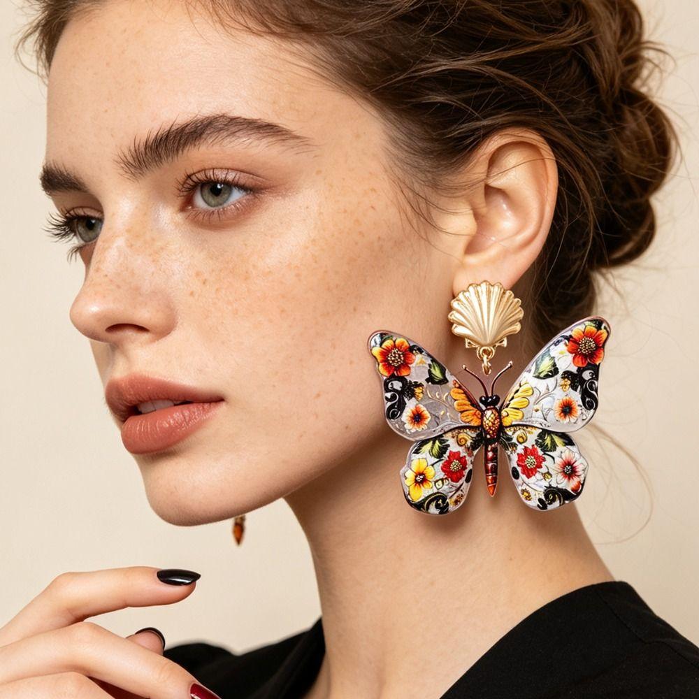 Personality Butterfly Earrings Water Droplet Pendant Animal Earrings Pendant Earrings  Jewelry Gift