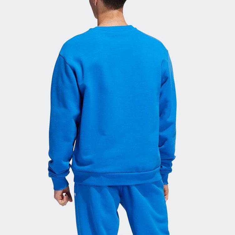 Adidas Originals Trefoil Solid Logo Embroidered Crew Neck Sweatshirt Unisex Sweatshirt Blue HK9869