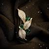 Emerald Zircon Leaf Brooch - Elegant Suit Accessory Corsage Pin