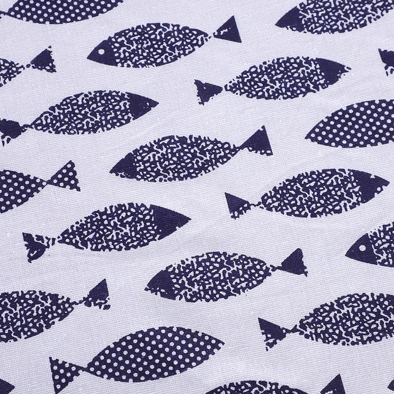 

Small Fish Series Printed Linen-Cotton Fabric for Clothing, Lining, Sofa, Tablecloths, and Bags