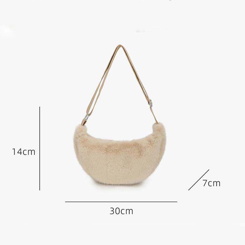 Yogodlns Women Crossbody Plush Bag Autumn Winter Hairy Hobo Bag Casual Versatile Shoulder Bag Fashion Lightweight Underarm Bag