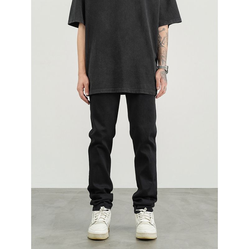 Black of Exit High Street Washed Basic Slim Fit Stretch Skinny Jeans Unisex National Trend Slimming Long Pants