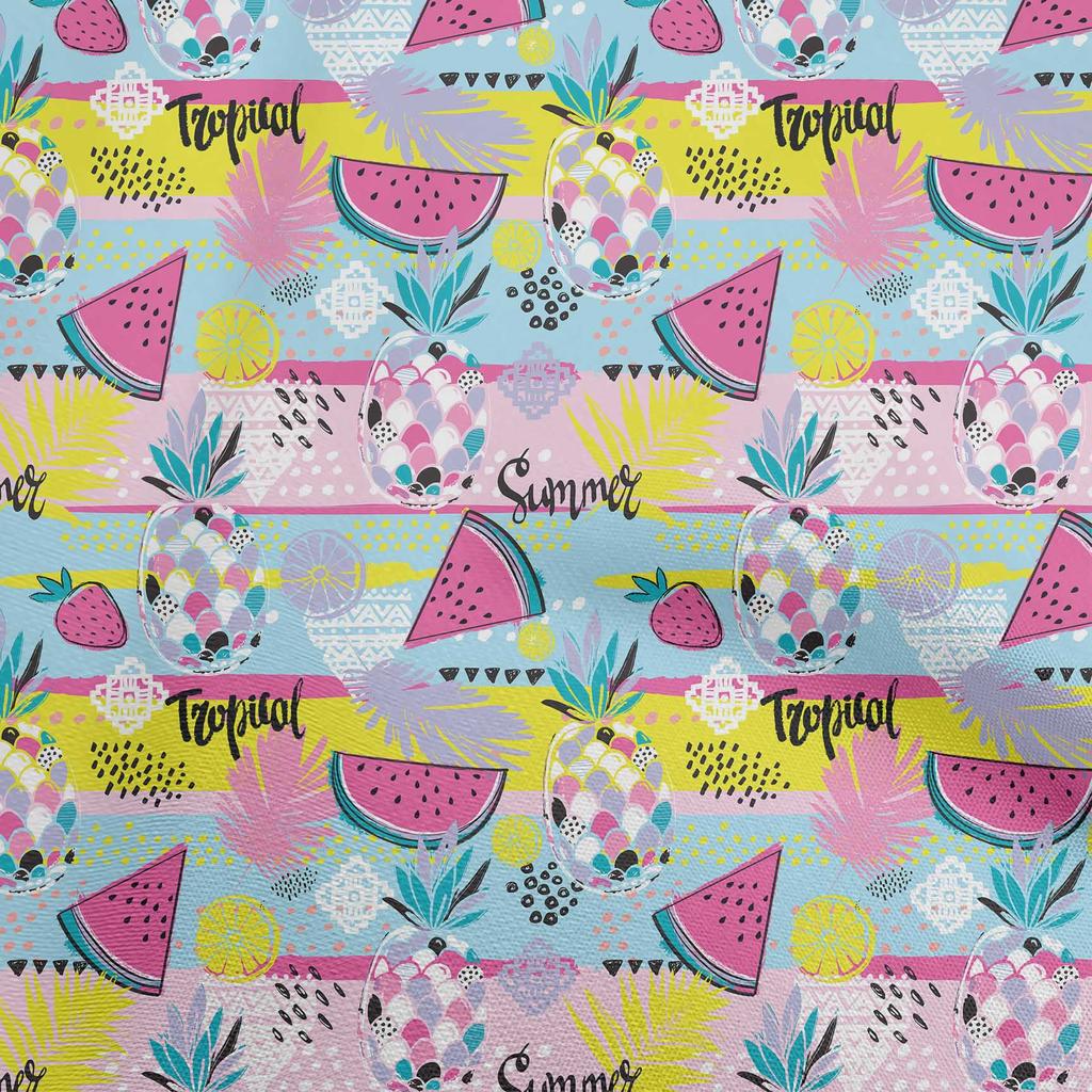 oneOone Cotton Flex Dusty Blue Fabric Tropical Sewing Material Print Fabric By The Yard 40 Inch