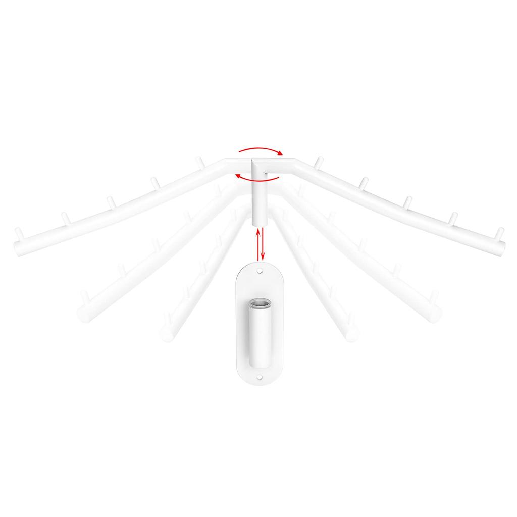 Sumnacon Foldable Clothes Wall Wall Stainless Angle for Outdoor White of Wall-Mounted Rack, Hanger, Hook, 5-Hook, Steel, 180-Degree Adjustment,
