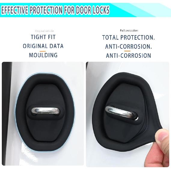 Car Silicone Door Latch Protective Cover Car Door Lock Latches Cover Protector Vehicle Ventilation Doors Locks Guard Stopper Set Universal Car