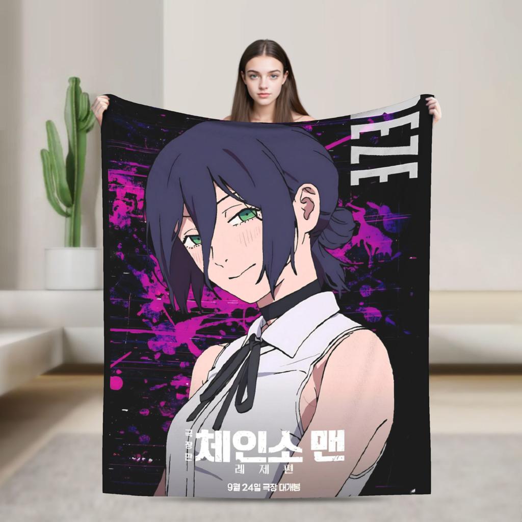 Anime Kettensäge Reze Super Warme Decke Reise Plüsch Bettwäsche Überwürfe Neuheit Sofa Stuhl Flanell Tagesdecke Sofabettbezug
