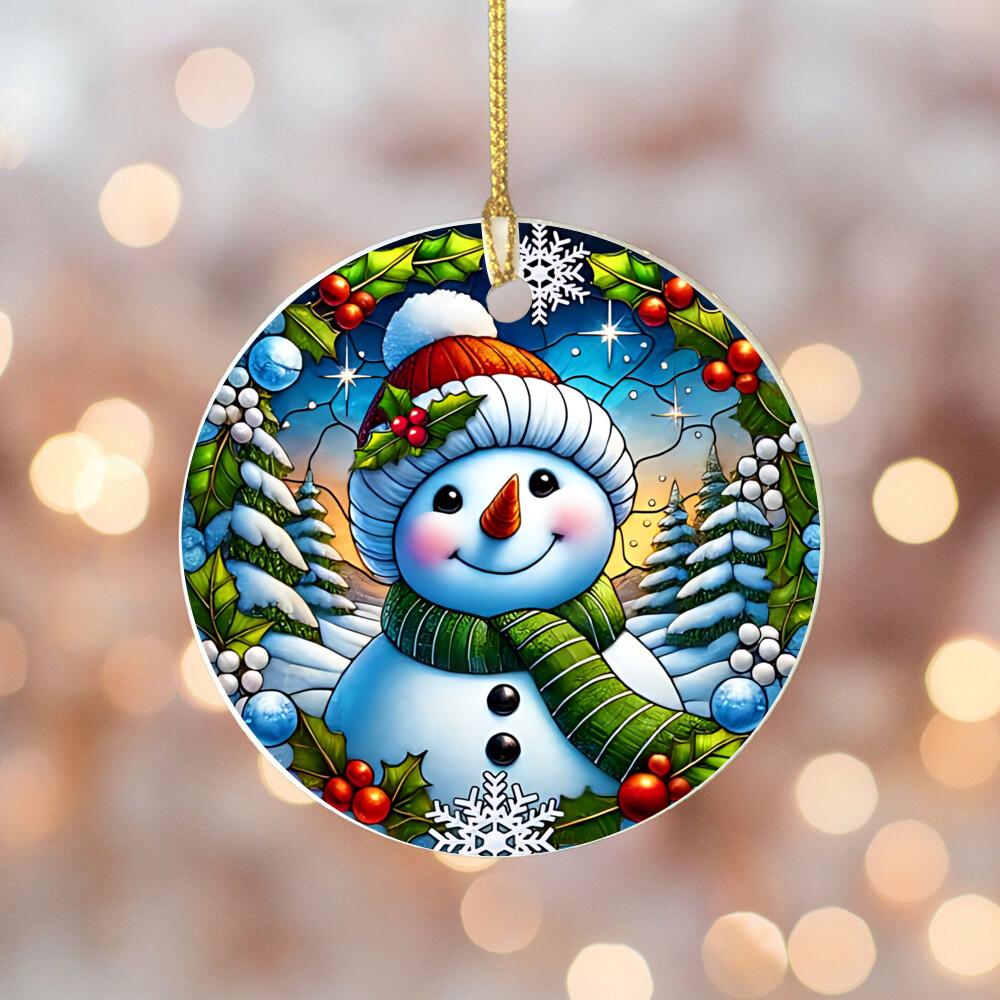 Christmas 2025 Ornament Christmas Decoration Holiday Gift Idea Round Ceramic Ornament Gift Exchange Xmas Tree Decor